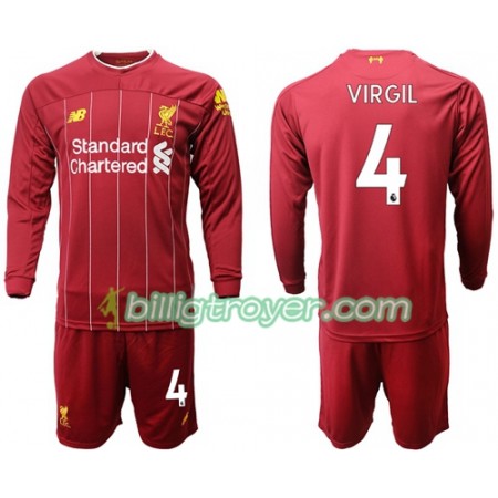 Billige Fotballdrakter Liverpool Virgil van Dijk 4 Barn Hjemmedraktsett 2019/20 Langermet